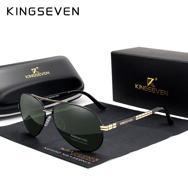 

kingseven design men's glasses pilot hd polarized sunglasses for men/women driving sun glasses with emboss logo oculos de sol t200106