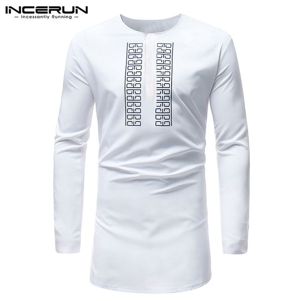 

incerun african men long sleeve shirt print o-neck plus size african dashiki clothes succinct tribal shirt men camisa 2019, White;black