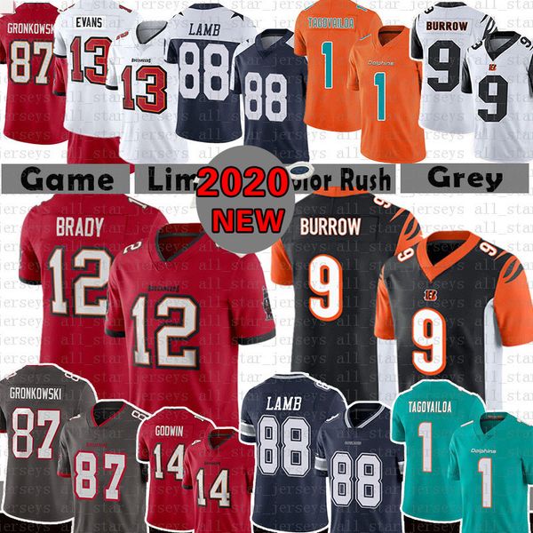 

12 tom brady 1 cam newton rob gronkowski chris godwin joe burrow jersey tua tagovailoa tampa bay evans buccaneer bengal devin white, Black;red