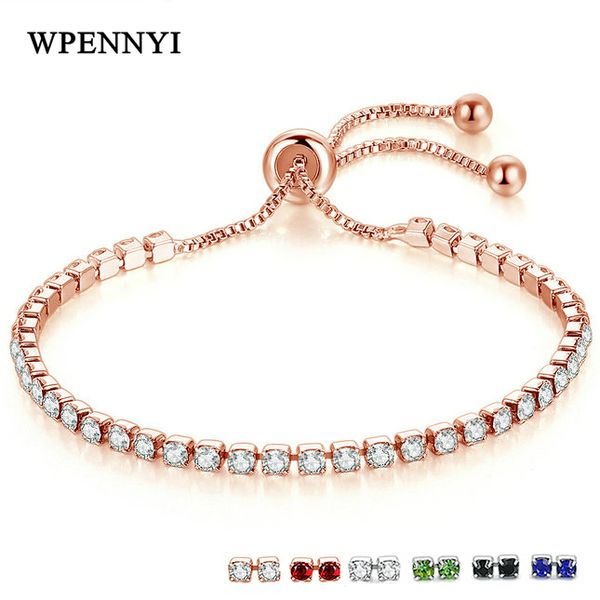 

6 цветов Теннисный браслет 2мм 0.03ct игристые 43 шт Цирконий розовое золото Цвет Рожд