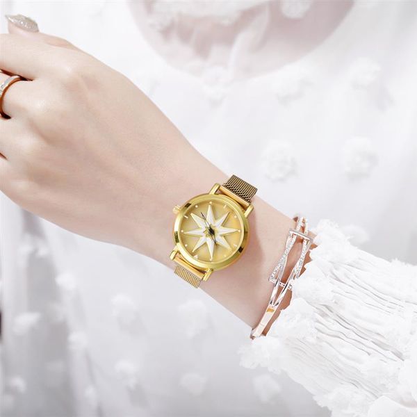 

fashion women gold watch magnetic mesh band stainless steel quartz wristwatch ladies luxury business watches 2020, Slivery;brown