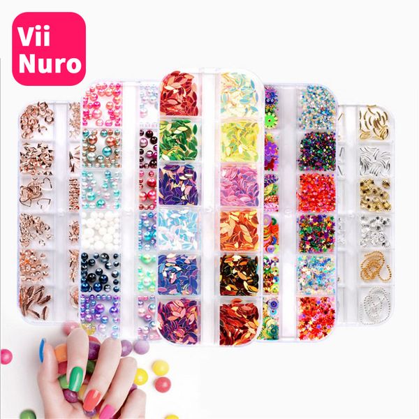 

viinuro multi-size crystal diamonds 3d nail art decorations 1 box gem stones for nails rhinestone decoration nail jewelry, Silver;gold