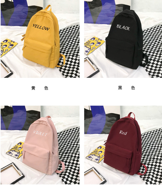 

2020 new design large capacity solid color waterproof nylon casual backpack school bag mochilas feminina bagpack mochila mujer