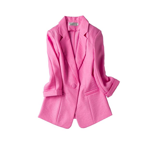 

fashion spring three quarter blazer outerwear cotton and linen blazer jackets women suit work style suit ladies, White;black
