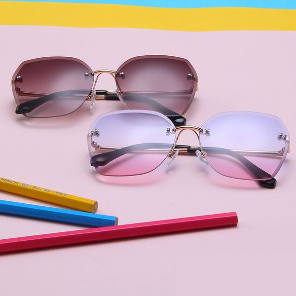 

kottdo vintage rimless boys sunglasses girls alloy kids black sun glasses children sunglasses lentes de sol mujer, Blue