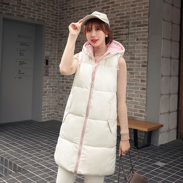 

2019 autumn and winter new style korean-style mid-length waistcoat women's casual loose-fit gold velvet sleeveless hooded cotton, Blue;black