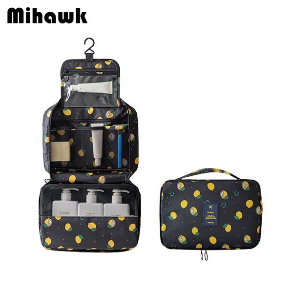 

mihawk lemon pattern hanging toiletry bag men travel vanity cases lipstick gadget wash sorting tote bathroom make up bags stuff