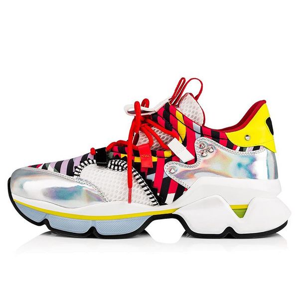 

2019 designs fashion spike loafer dress shoes red bottom sneaker party wedding shoes genuine leather spikes lace-up casual shoes with boxs, Black