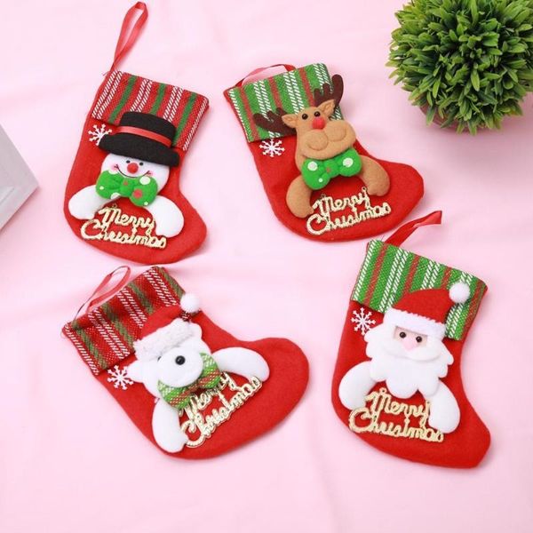 

christmas socks tree hanging ornaments cloth the elderly snowman little bear elk style small boots pendant children gift christmas decoratio