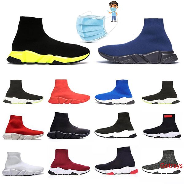 

luxury designer casual sock shoes speed paris trainer brand yellow triple black brand fashion socks sports sneakers 7339044 7486