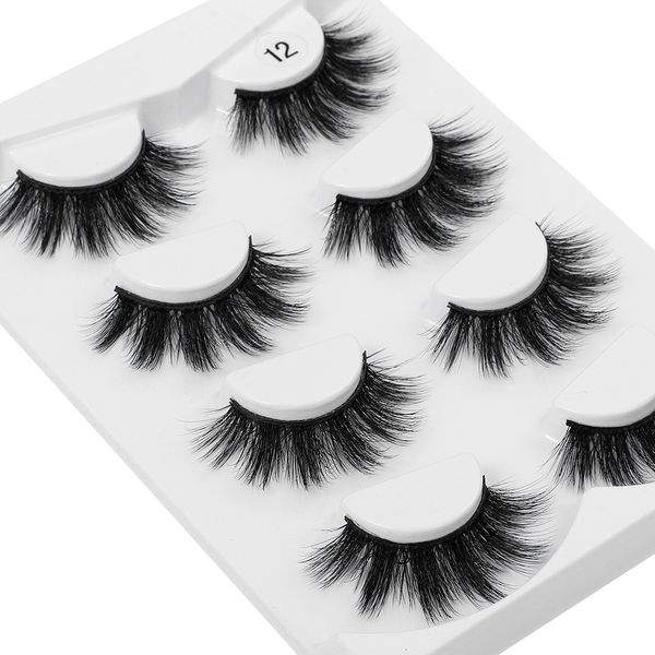 

4 pairs soft 3d mink hair false eyelashes wispies feathery natural volume long eyelashes extension beauty makeup eye lashes