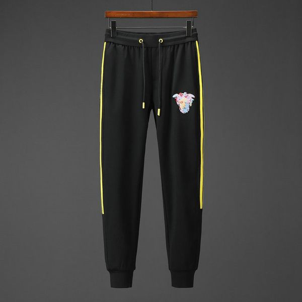 

men women italian designer pant knitted golden fashion luxury trousers pant platforms shoes tracksuit pants star wilds vintage xxx-/versace, Black