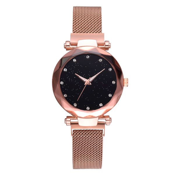 

2019 luxury starry sky crystal analog quartz belt watch analog wrist watch women ladies relojes para mujer, Slivery;brown