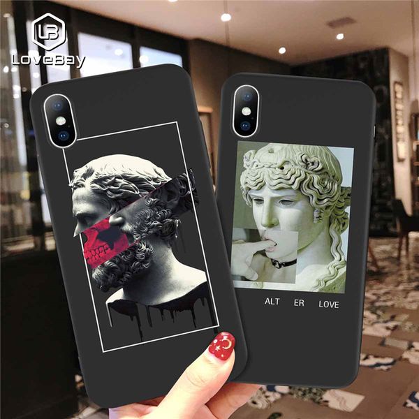 

lovebay for iphone 11 pro max 6 6s 7 8 plus x xr xs max 5 5s se phone case abstract art statue soft tpu phone case for iphone x
