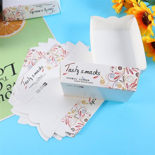 

rosenice 100pcs disposable dogs french fries bakery and fried food packing box case paper serving food tray