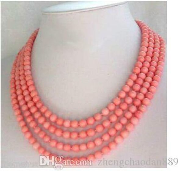 

gt;>>>>fashion jewelry 4 strands 5mm pink coral necklace, Silver