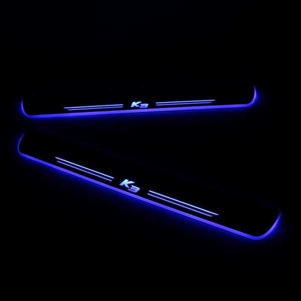 

moving led welcome pedal car scuff plate pedal door sill pathway light for kia k3 2013 - 2018