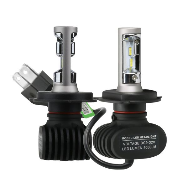 

s1 8000lm света автомобиля fanless 12v фара вздутие led h7 h4 светодиодные лампы h8 h11 9005 9006 h1 h3 9012 h13 9004 фара 1шт