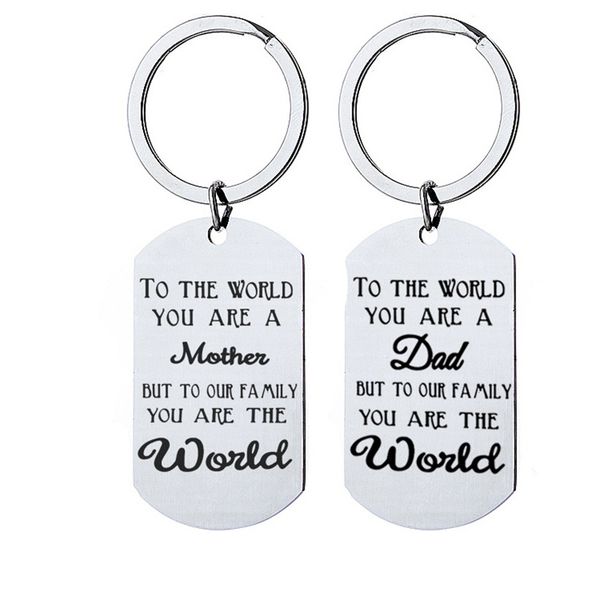 

father key chain ring father day gifts dad papa family key holder to the world you are a dad but to our family you are the world, Silver