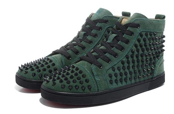 

original box red bottom sneakers for men women red bottom spike shoes fashion luxury designer shoes high leather wedding party shoes c04, Black