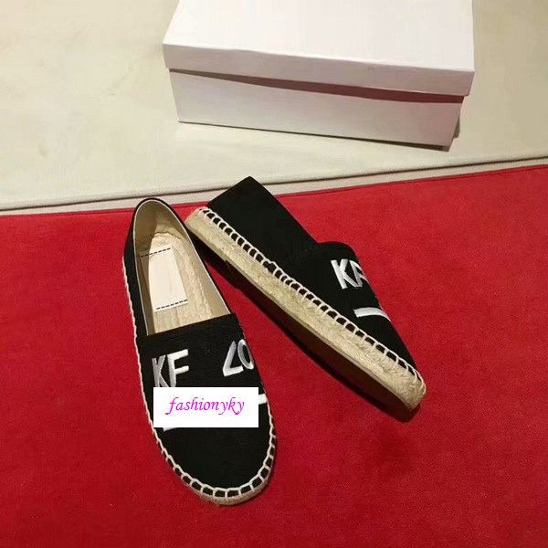 

men and women with tiger head single shoes embroidered straw shoes couple shoes original box, Black