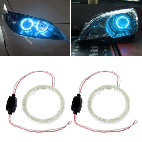 

2 pcs 80mm dc 12v angel eyes halo car led cob light ring headlight drl ice blue