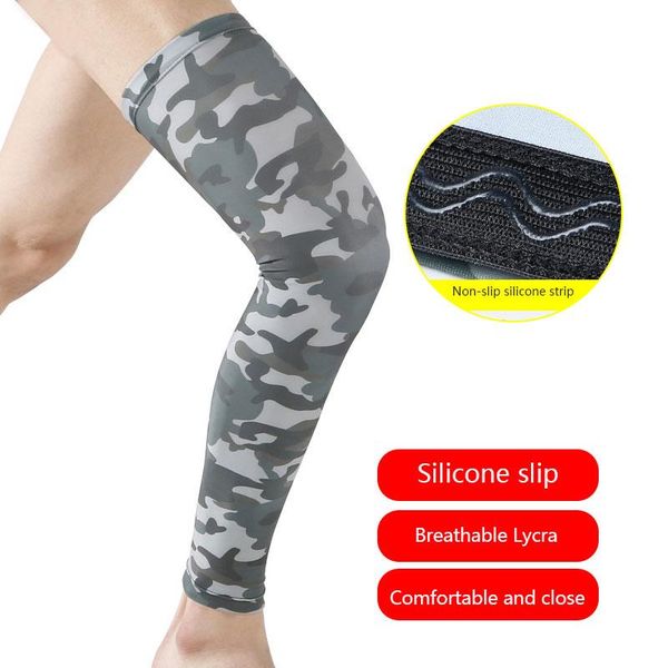 

knee pad breathable durable spandex camouflage compression sleeve leggings keep warm knee brace stretchy fitness basketball, Black;gray