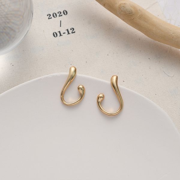 

europe and america personality simple metal matte irregular design stud earrings fashion girl women jewelry accessories, Golden;silver
