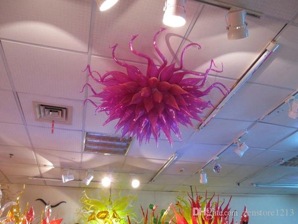 

100% ручной работы выдувного муранского стекла искусство люстра свет современные потолочные декоративные светодиодные источник света розовый