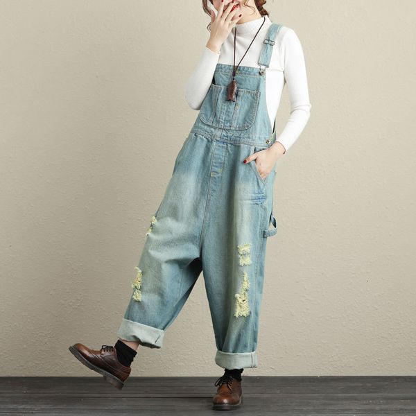

one shirt with water will code wear light colour straps jeans woman leisure time loose cowboy trousers with broad legs trend, Blue