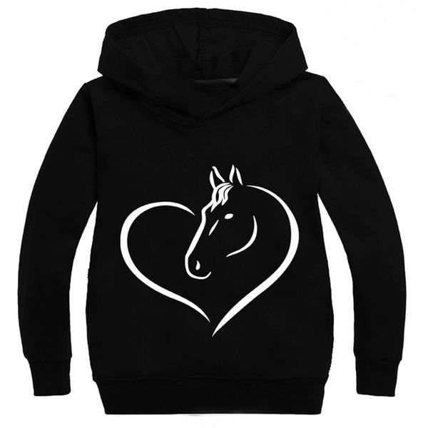 

cute horse teen kid boys girls letter fleece hooded sweatshirt outwear pullover hoodies autumn children t-shirt clothes