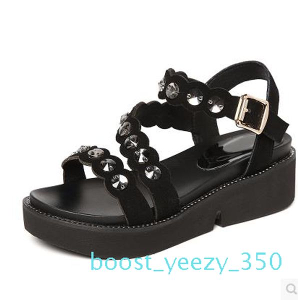

the diamond thick bottom female sandals new summer peep-toe fashion sandals prevent slippery outside wear female b35, Black