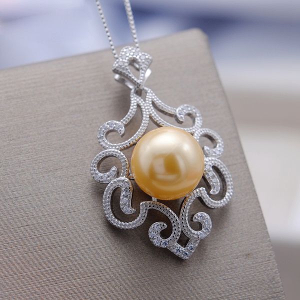 

meibapj real freshwater pearl big pendant necklace 925 sterling silver fine wedding jewelry for women