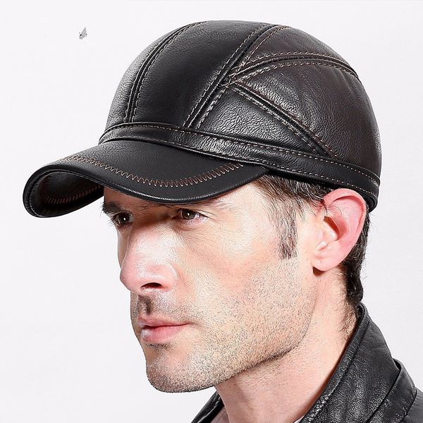 

2018 winter baseball cap for men leather warm hats casquette men snapback dad hat adjustable hip hop caps bone gorras ly191228, Blue;gray