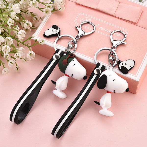 

animal snoopy dog key chain holder bag charm trinket chaveiros dogs bag accessories silicone doll ins style pendan key ring, Silver
