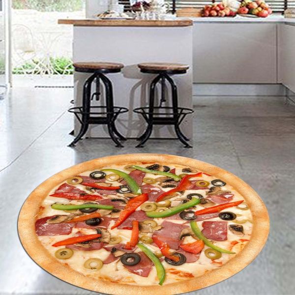 

else big pizza on fresh vegetables 3d pattern print anti slip back round kitchen carpets area rug for living rooms