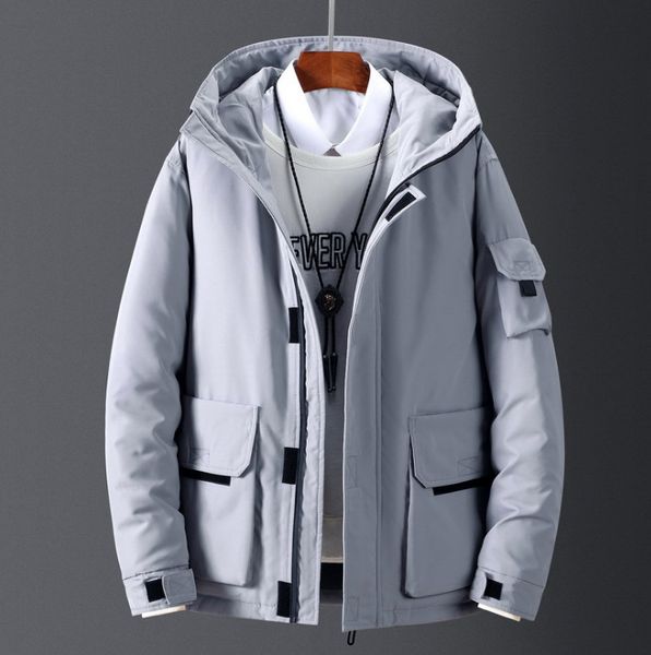

new brand white duck down coats winter men's casual down jacket short jacket outdoor workwear thick warm men's, Black