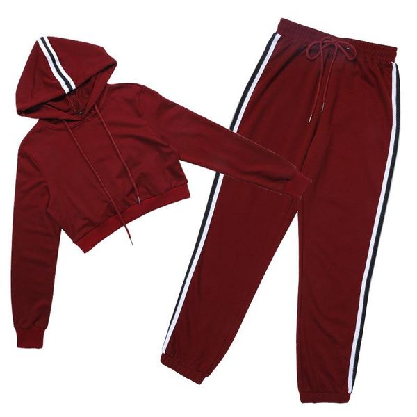 

women 's tracksuits pink crop and pants fashion autumn casual lady tumblr long sleeve hoodies pants suit female convention, Gray