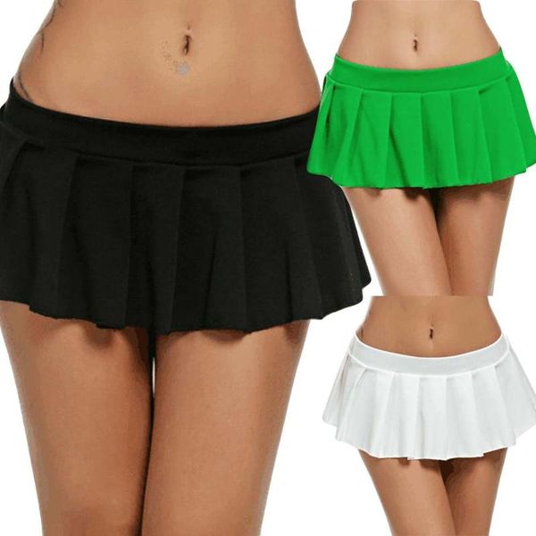 

2020 fashion solid pleated skirt for womens club low-waisted mini skirts for ladies summer party black skirt faldas mujer