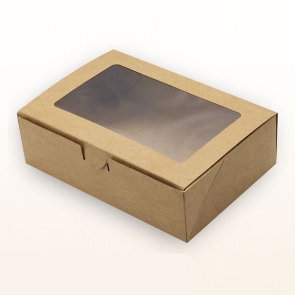 

20pcs/lot 18*12*5cm 6 cupcake brown packaging kraft paper muffin window box for moon cake/candy/cake/dessert party packing boxes