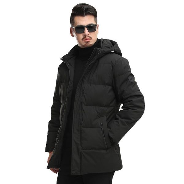 

winter down jacket coat for men detachable cap zipper pocket loose casual warm padded cotton men kleding doudoune homme, Black