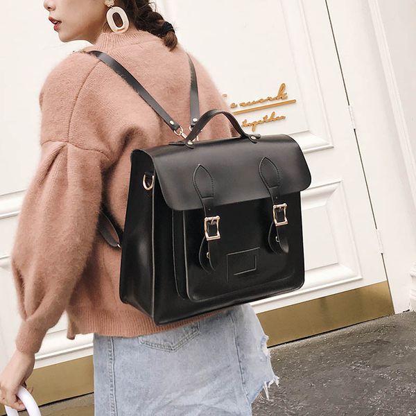 

2019 new korean version of the retro college style square shoulder bag hand fashion wild female backpack