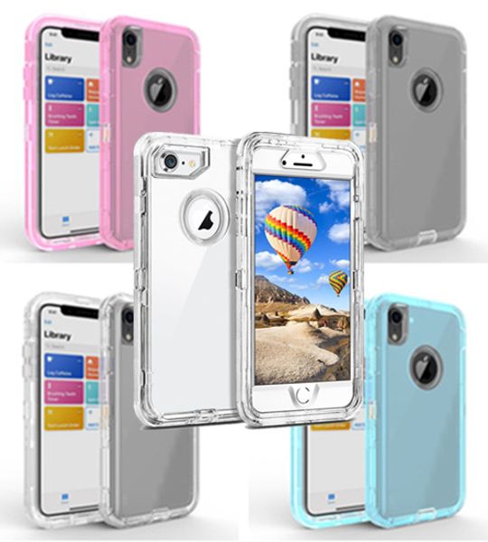 

transparent heavy duty 3-in-1 crystal defender case for iphone 11 pro x/xs max xr tpu bumper clear hybrid back cover ing
