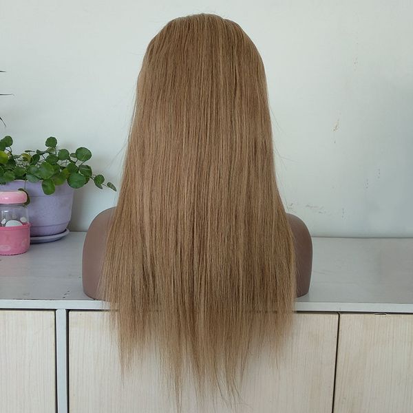 

wholesale brazilian virgin hair silk straight honey blonde color 16 inch hair lace wig custom make beautiful lace wigs for women, Black;brown