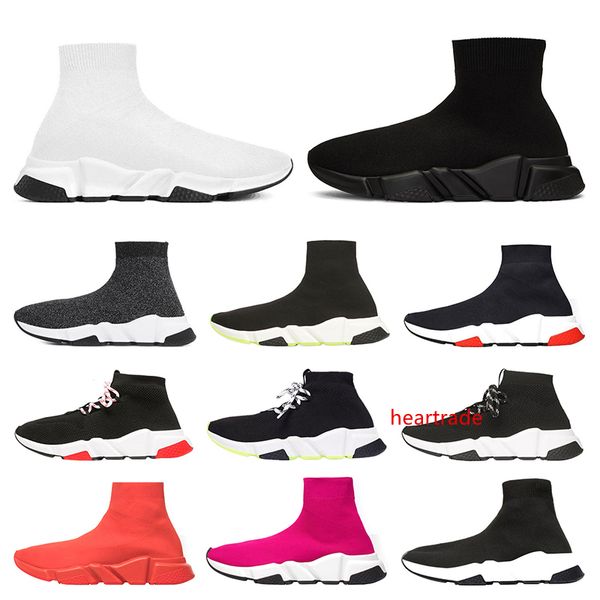 

2020 designer shoes speed trainer red grey black white green flat classic socks lace womens mens trainers sneakers sports size 36-45