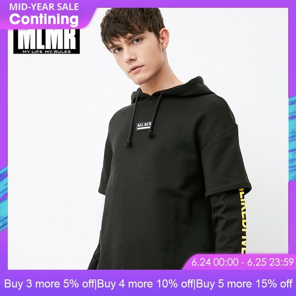 

mlmr spring summer cotton loose hoodies men sweatshirt | 218133517, Black