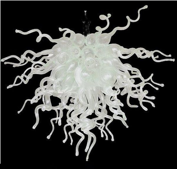 Arte contemporânea White Murano Chandelier Iluminação Sala de Livro Decoração LED Bulbos Custom Feito Mão Brota Lustre Lustre Luz Pingente