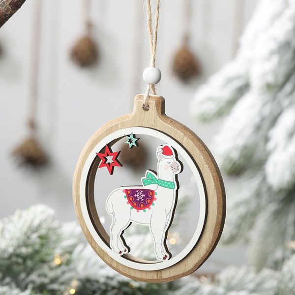 

1pcs round christmas wooden pendants ornaments diy wood crafts xmas tree ornaments christmas party decorations kids gift