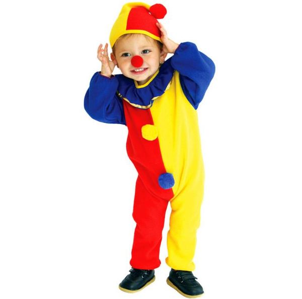 

huihonshe children kids baby boys clown cosplay costume jumpsuits & rompers+hat+nose halloween performance family party, Black;red