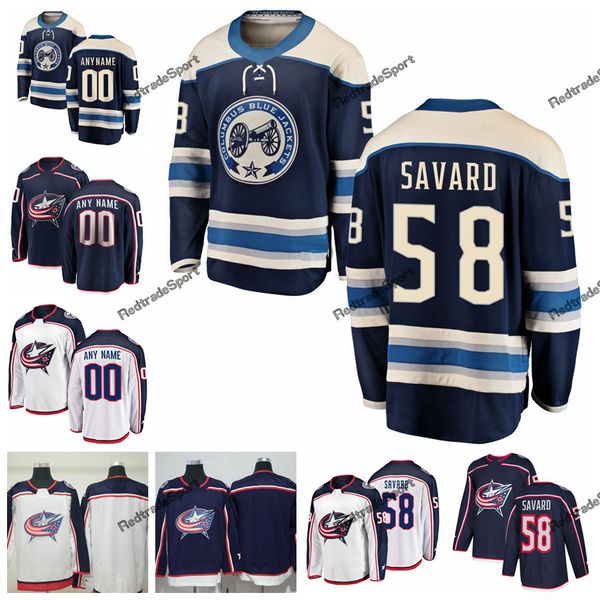 

2019 new alternate david savard columbus blue jackets hockey jerseys mens custom name #58 david savard stitched hockey shirts s-xxxl, Black;red